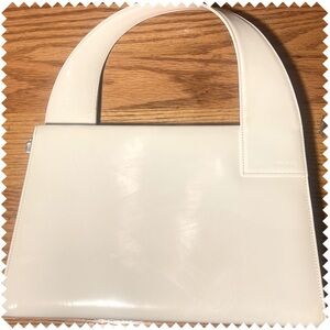 Gucci Shoulder Handbag Purse Enamel Cream White